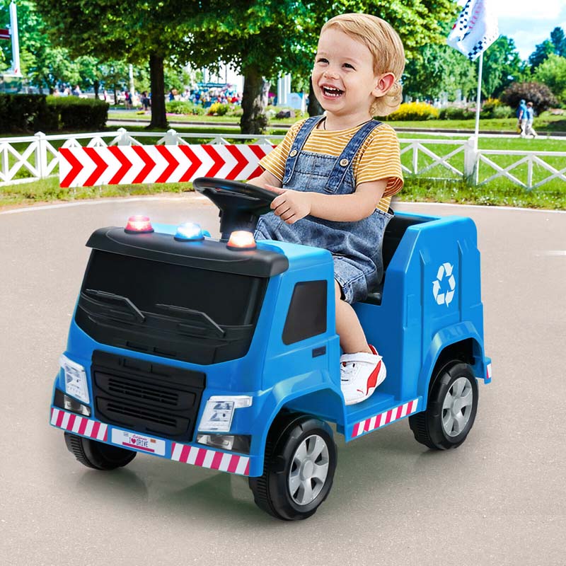 12V Kids Ride On Recycling Garbage Truck Toddler Electric RC Riding Toy Car with Recycling Accessories