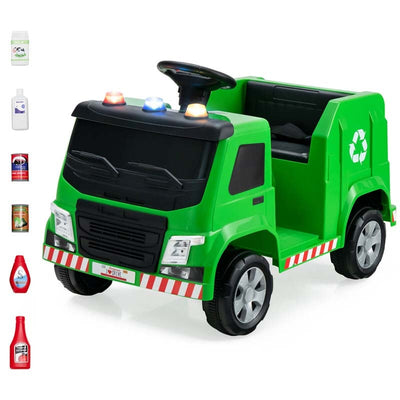 12V Kids Ride On Recycling Garbage Truck Toddler Electric RC Riding Toy Car with Recycling Accessories