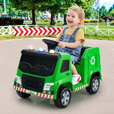 12V Kids Ride On Recycling Garbage Truck Toddler Electric RC Riding Toy Car with Recycling Accessories