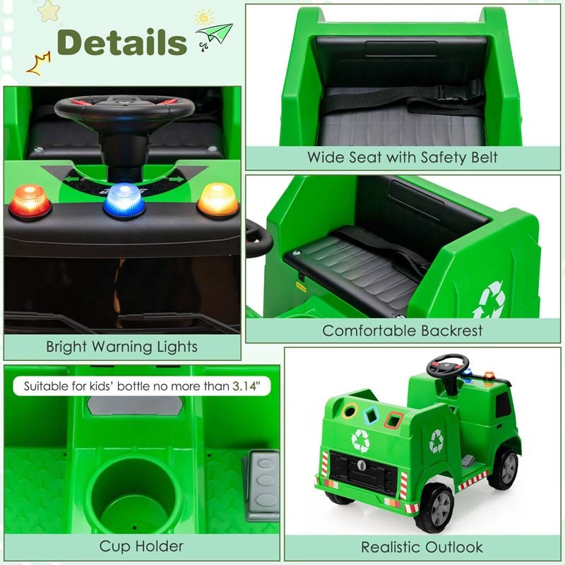 12V Kids Ride On Recycling Garbage Truck Toddler Electric RC Riding Toy Car with Recycling Accessories