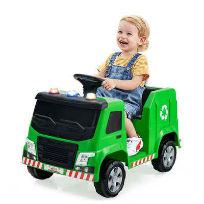 12V Kids Ride On Recycling Garbage Truck Toddler Electric RC Riding Toy Car with Recycling Accessories