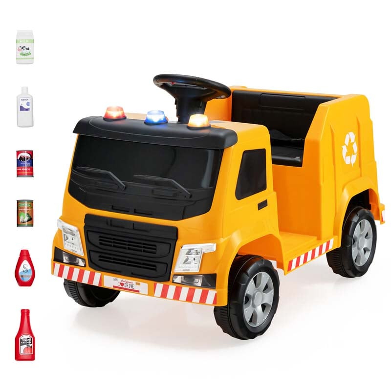 12V Kids Ride On Recycling Garbage Truck Toddler Electric RC Riding Toy Car with Recycling Accessories