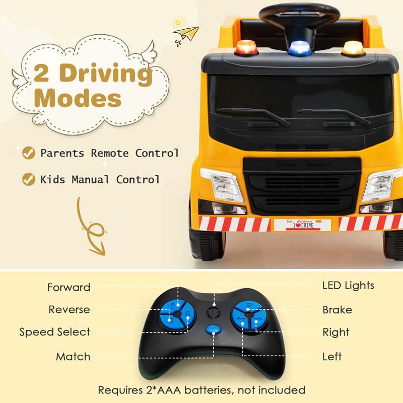 12V Kids Ride On Recycling Garbage Truck Toddler Electric RC Riding Toy Car with Recycling Accessories