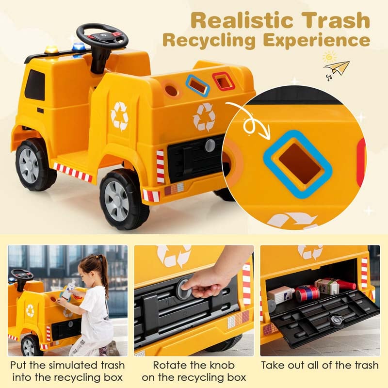 12V Kids Ride On Recycling Garbage Truck Toddler Electric RC Riding Toy Car with Recycling Accessories