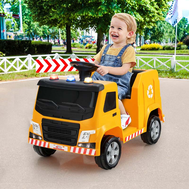 12V Kids Ride On Recycling Garbage Truck Toddler Electric RC Riding Toy Car with Recycling Accessories