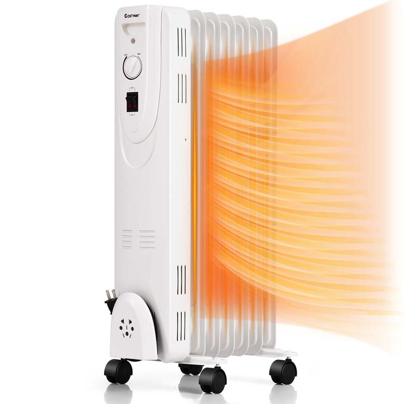 1500W Oil Filled Radiator Heater Portable Electric Space Heater with  Thermostat and Overheat Protection