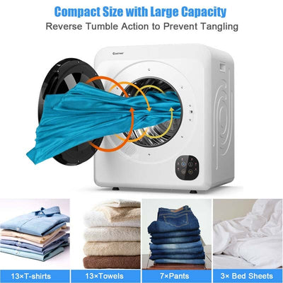 13.2 lbs Portable Dryer 1700W Front Load Tumble Dryer Compact Clothes Dryer Machine