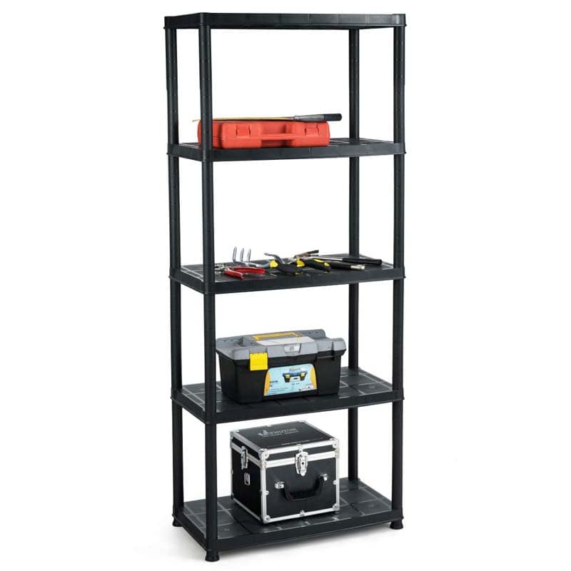 33.5"L x 16"W x 73"H Heavy Duty 5 Tier Plastic Storage Rack Multi-Use Freestanding Shelf Unit Organizer