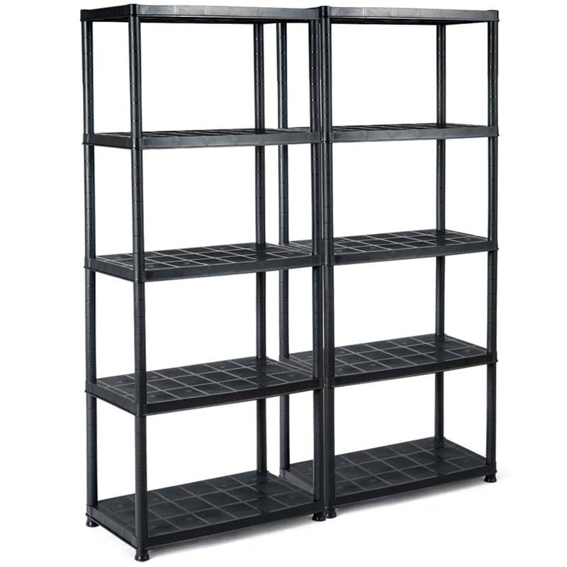 33.5"L x 16"W x 73"H Heavy Duty 5 Tier Plastic Storage Rack Multi-Use Freestanding Shelf Unit Organizer