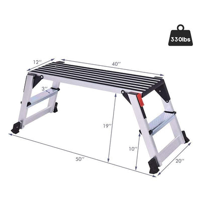 330lbs Capacity Extra Large Aluminium Work Bench Portable Folding Work Platform Drywall Stool Step Ladder with Non-Slip Feet