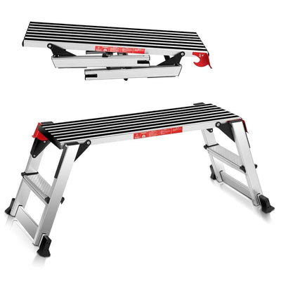 330lbs Capacity Extra Large Aluminium Work Bench Portable Folding Work Platform Drywall Stool Step Ladder with Non-Slip Feet