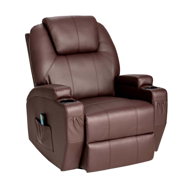 360 Degree Swivel Massage Recliner Chair Leather Glider Rocker Lounge Chair with Remote Control and Lumbar Heating for Nursery