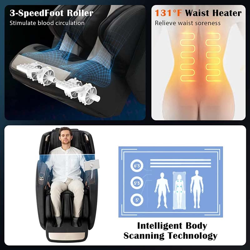 3D SL-Track Full Body Massage Chair, Zero Gravity Massage Recliner with 7&