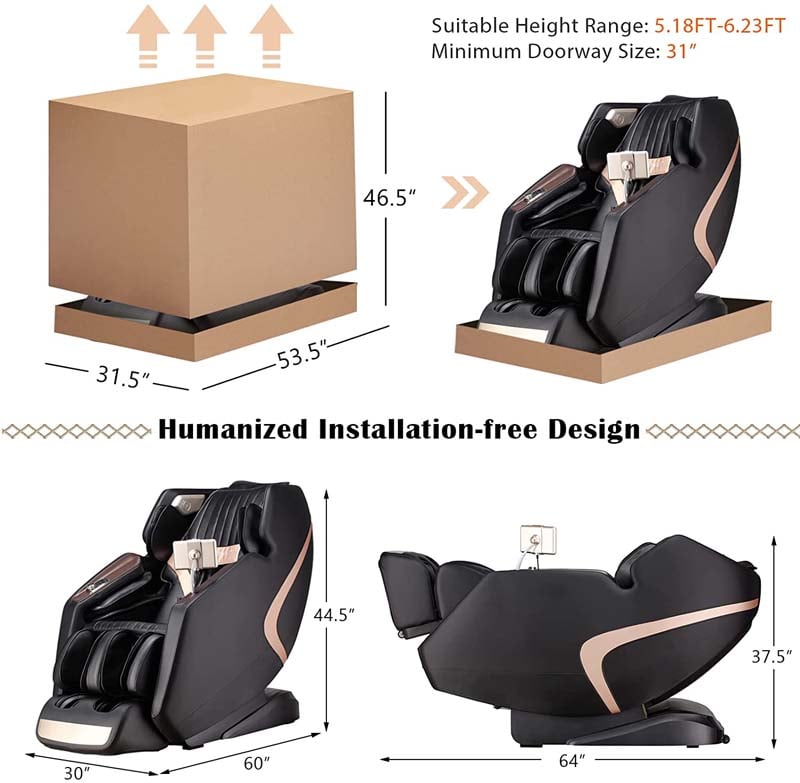 3D SL-Track Full Body Massage Chair, Zero Gravity Massage Recliner with 7&