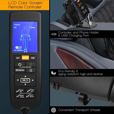 3D Full Body Massage Chair, SL Track Thai Stretch Zero Gravity Massage Recliner with Phone Holder