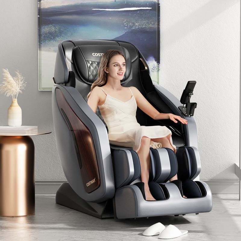 3D Full Body Massage Chair, SL Track Thai Stretch Zero Gravity Massage Recliner with Phone Holder