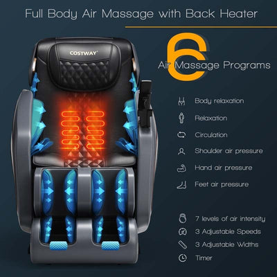 3D Full Body Massage Chair, SL Track Thai Stretch Zero Gravity Massage Recliner with Phone Holder