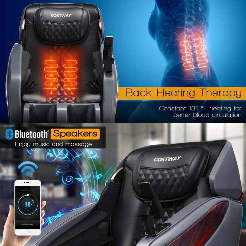 3D Full Body Massage Chair, SL Track Thai Stretch Zero Gravity Massage Recliner with Phone Holder