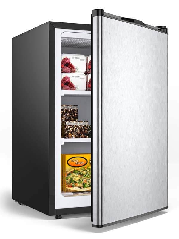 3.0 Cu.Ft Compact Single Door Upright Freezer Mini Size Refrigerator with Stainless Steel Door