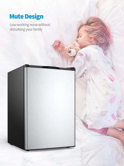 3.0 Cu.Ft Compact Single Door Upright Freezer Mini Size Refrigerator with Stainless Steel Door