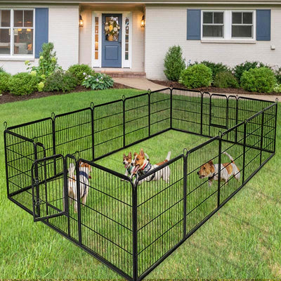 16/8 Panel Heavy Duty Metal Pet Playpen Kennel Barrier Foldable Dog Cat Puppy Fence with Door for Indoor Outdoor Pet Exercise