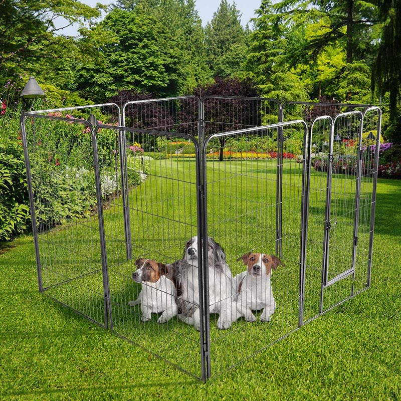 16/8 Panel Heavy Duty Metal Pet Playpen Kennel Barrier Foldable Dog Cat Puppy Fence with Door for Indoor Outdoor Pet Exercise