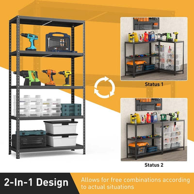 5-tier Heavy Duty Metal Storage Shelving Unit Adjustable Garage Storage Utility Rack Multi-Use Shelf Organizer 39" x 16" x 74"