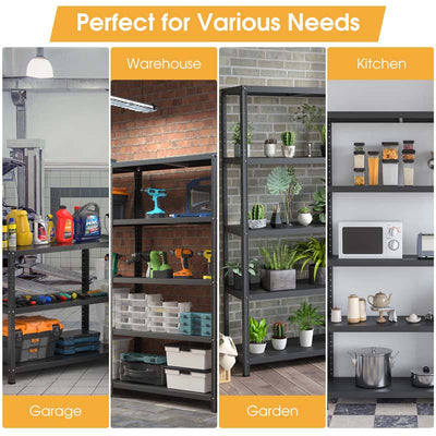 5-tier Heavy Duty Metal Storage Shelving Unit Adjustable Garage Storage Utility Rack Multi-Use Shelf Organizer 39" x 16" x 74"