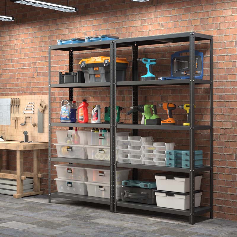 5-tier Heavy Duty Metal Storage Shelving Unit Adjustable Garage Storage Utility Rack Multi-Use Shelf Organizer 39" x 16" x 74"