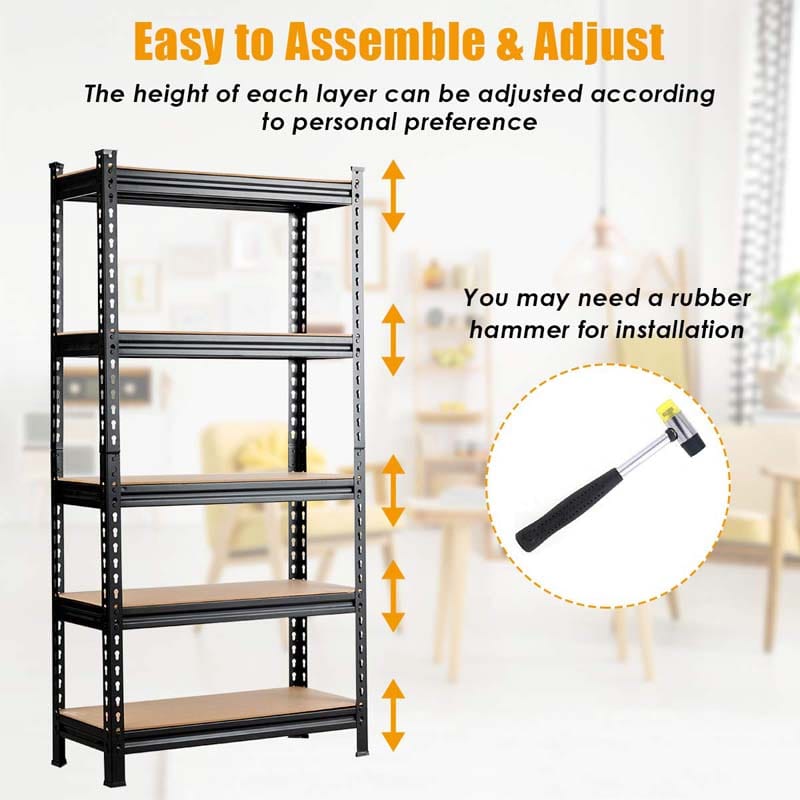 30" x 12" x 60" 5 Tier Heavy Duty Metal Storage Utility Rack Shelf Adjustable Storage Shelving Unit for Garage Warehouse Pantry