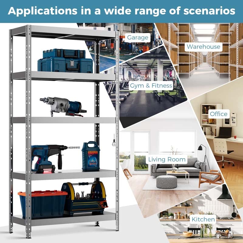 2860lbs 5-tier Heavy Duty Metal Storage Shelving Unit Adjustable Storage Utility Rack for Garage Warehouse Basement