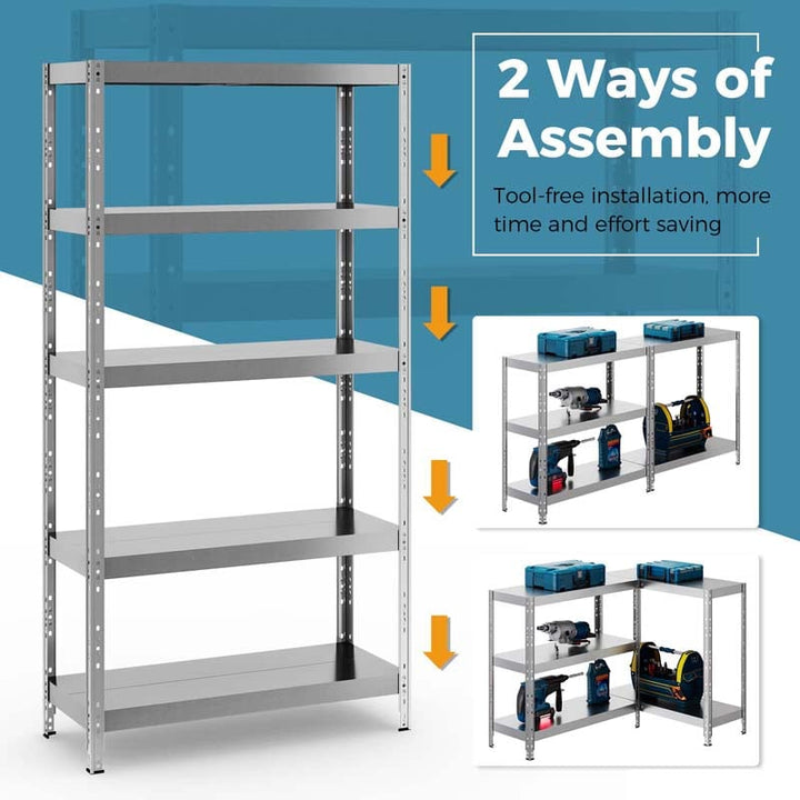 2860lbs 5-tier Heavy Duty Metal Storage Shelving Unit Adjustable Storage Utility Rack for Garage Warehouse Basement