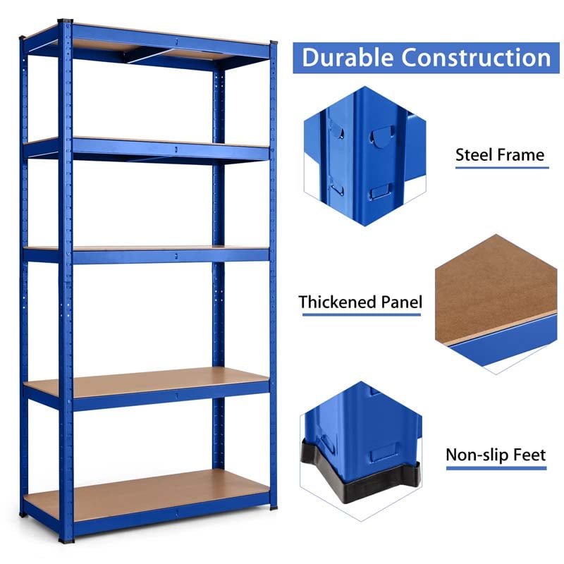 30" x 12" x 60" Heavy Duty 5-Tier Storage Shelving Units 2000Lbs Capacity Garage Metal Utility Rack for Workshop