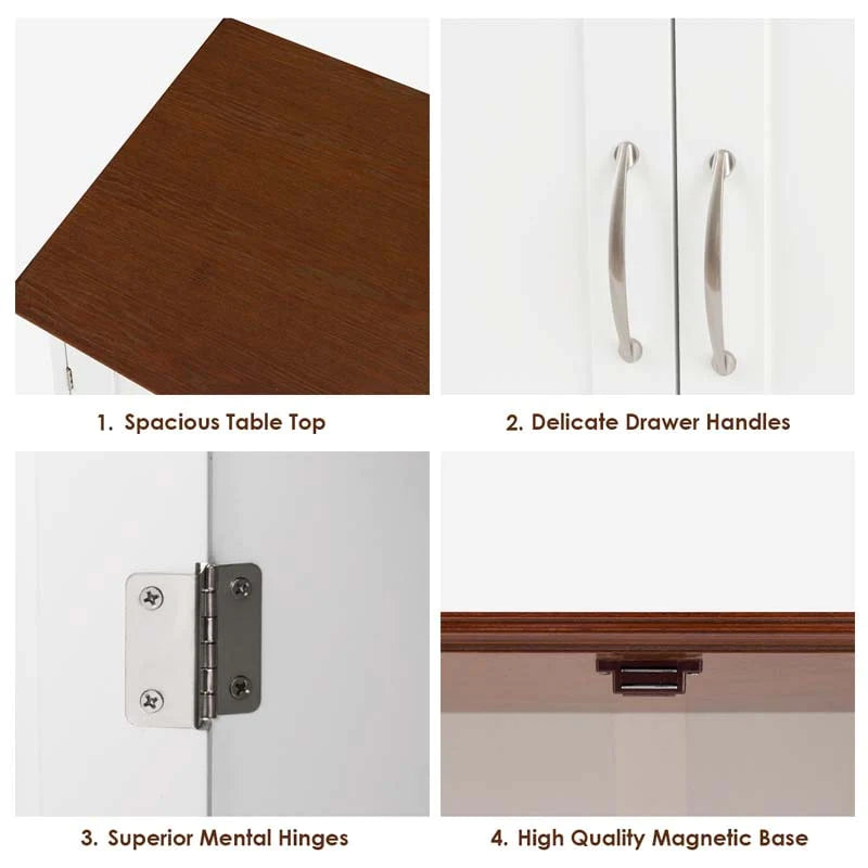 Buffet Storage Cabinet Server Sideboard Console Table Utensils Organizer with Adjustable Shelves and 2 Drawers