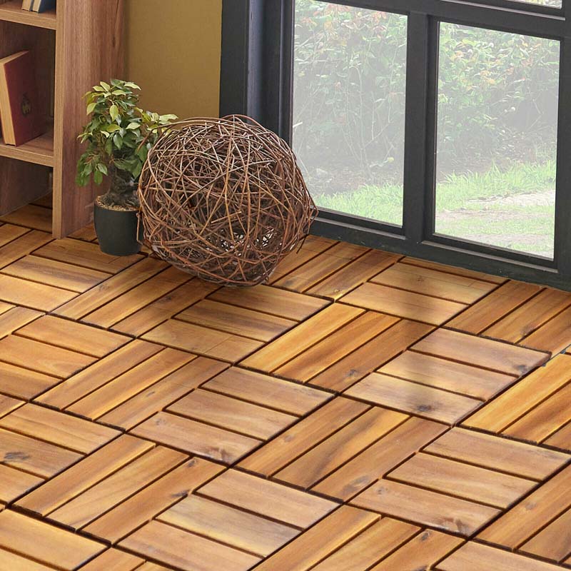 27 Pieces Acacia Wood Interlocking Patio Deck Tile Floor Tiles Composite Deck Flooring Pavers