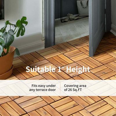 27 Pieces Acacia Wood Interlocking Patio Deck Tile Floor Tiles Composite Deck Flooring Pavers