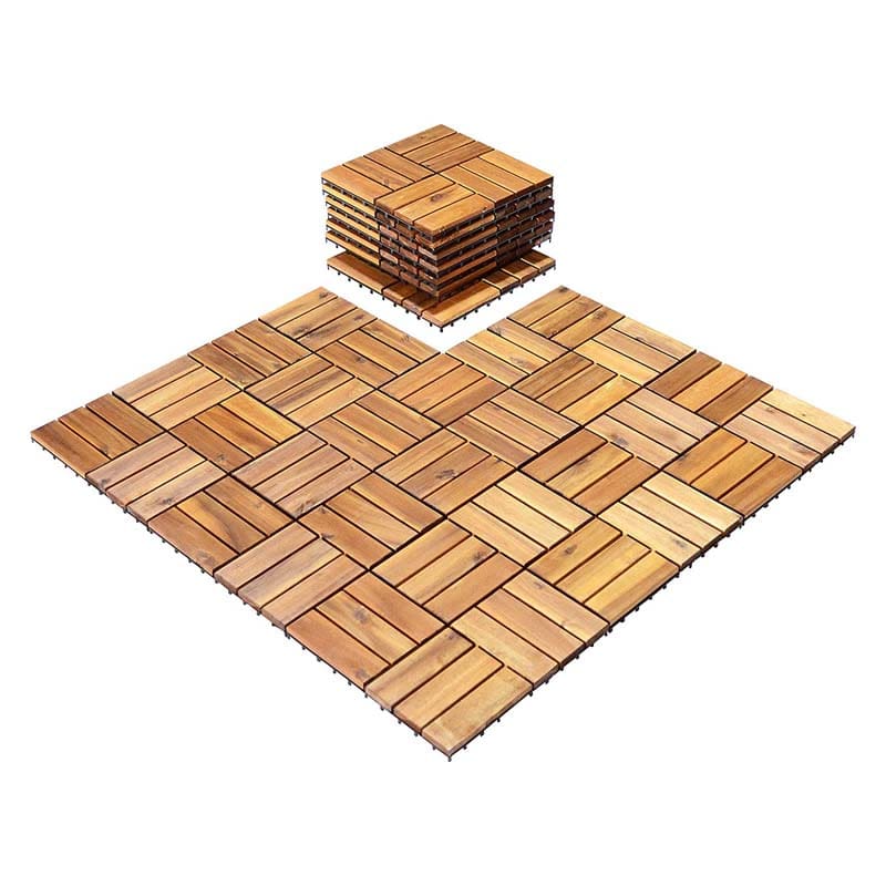 27 Pieces Acacia Wood Interlocking Patio Deck Tile Floor Tiles Composite Deck Flooring Pavers