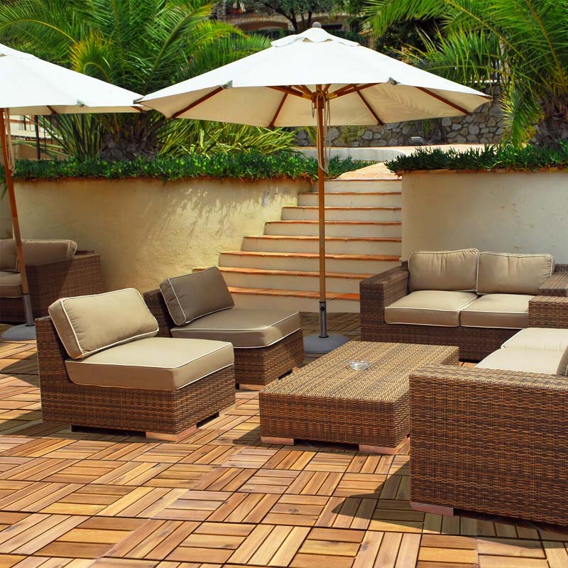 27 Pieces Acacia Wood Interlocking Patio Deck Tile Floor Tiles Composite Deck Flooring Pavers