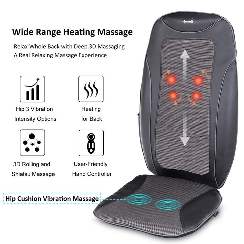 Costway Shiatsu Vibration Massage Chair Seat Cushion