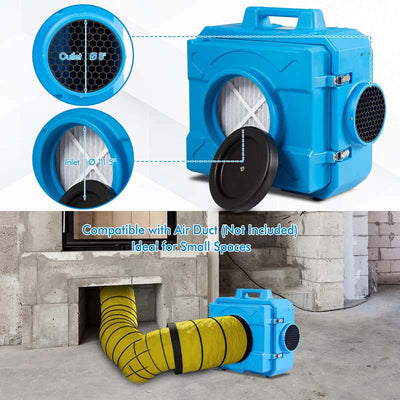 Commercial Heavy Duty Air Cleaner Industrial HEPA Air Scrubber Negative Air Machine ETL Certified Air Purifier with 2-Stage Filtration