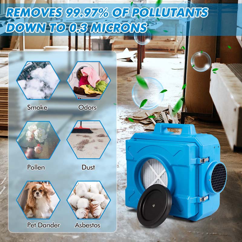 Commercial Heavy Duty Air Cleaner Industrial HEPA Air Scrubber Negative Air Machine ETL Certified Air Purifier with 2-Stage Filtration