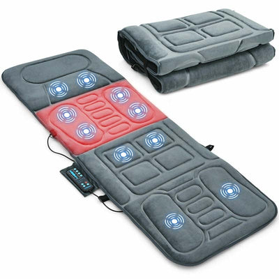 Portable Full Body Massage Mat Foldable Heated Massager Pad Cushion with 10 Vibration Motors for Back Pain Relief