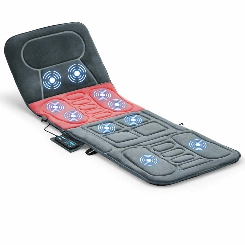 Portable Full Body Massage Mat Foldable Heated Massager Pad Cushion with 10 Vibration Motors for Back Pain Relief