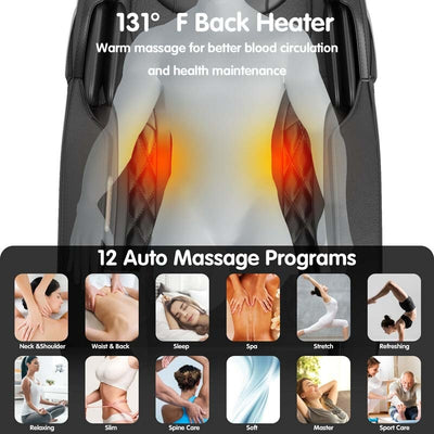 Full Body Shiatsu Massage Chair, SL Track Zero Gravity Massage Recliner with Auto Body Detector