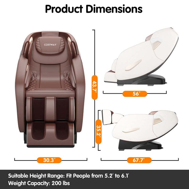 Full Body Shiatsu Massage Chair, SL Track Zero Gravity Massage Recliner with Auto Body Detector