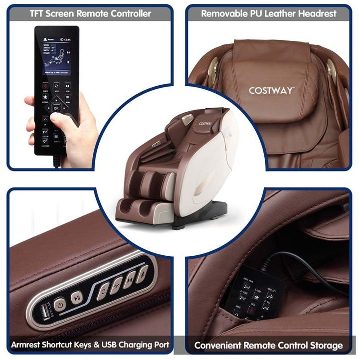 Full Body Shiatsu Massage Chair, SL Track Zero Gravity Massage Recliner with Auto Body Detector