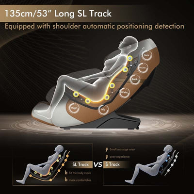 3D Full Body Shiatsu Massage Chair with AI Voice Control, SL Track Zero Gravity Massage Recliner