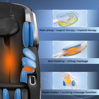 Full Body Massage Chair with Voice Control and LED Mood Lights, SL Track Zero Gravity Massage Recliner