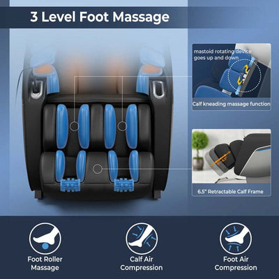 Full Body Massage Chair with Voice Control and LED Mood Lights, SL Track Zero Gravity Massage Recliner