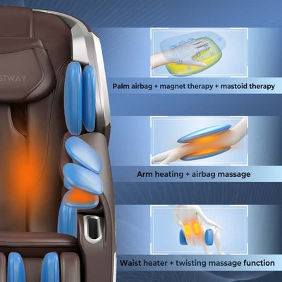 Full Body Massage Chair with Voice Control and LED Mood Lights, SL Track Zero Gravity Massage Recliner